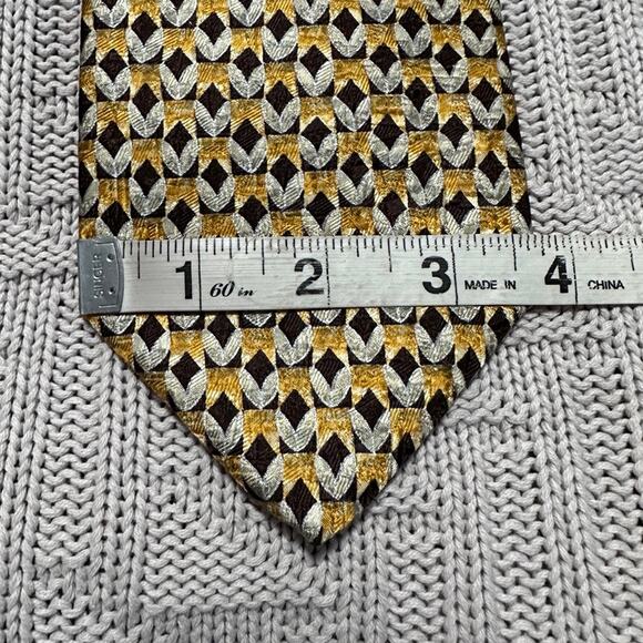 Ermenegildo Zegna gold and silver metallic geometric silk tie - Picture 5 of 5